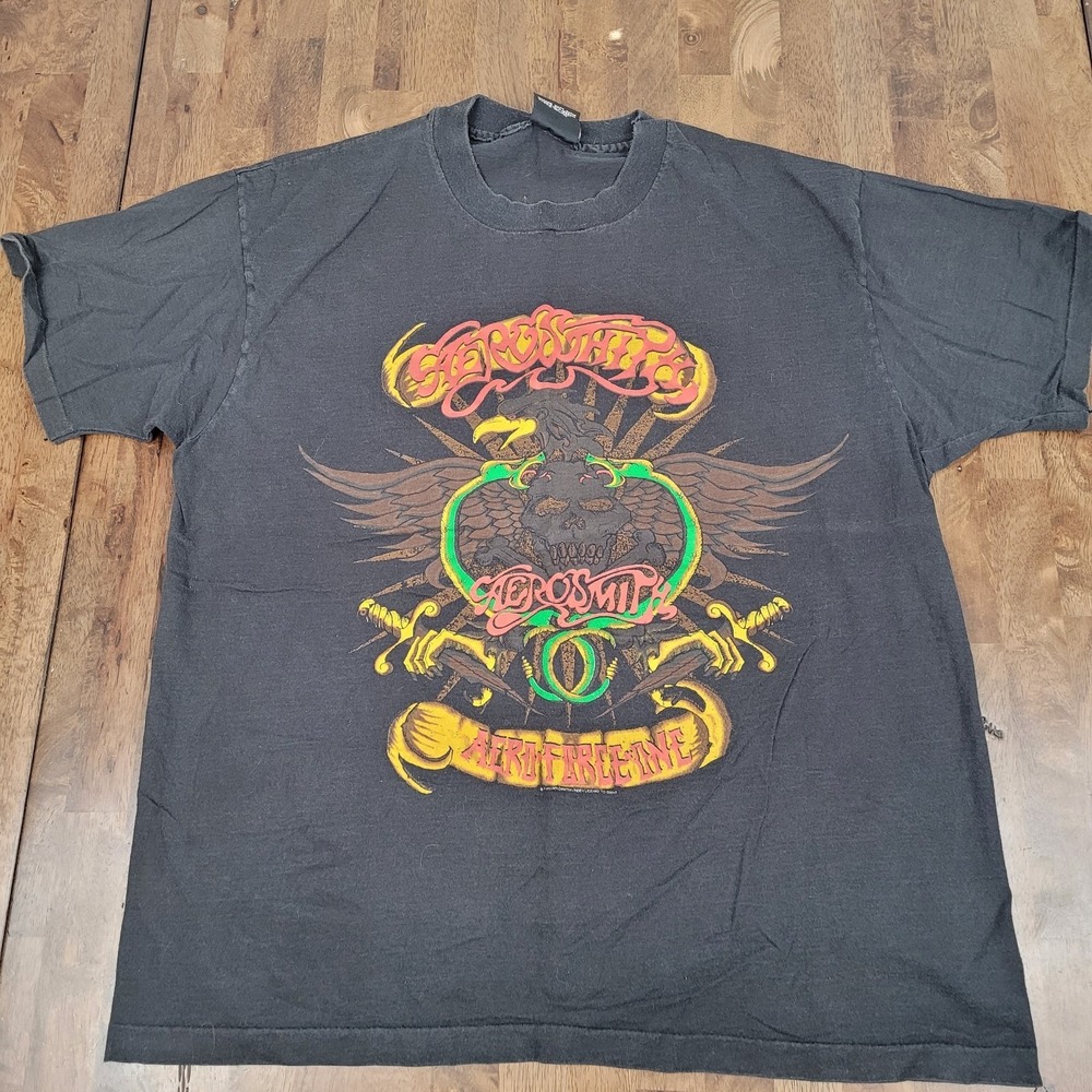 Vintage 1993 Aerosmith Aero Force One Tour T Shirt 90s Band Tee Single Stitch XL